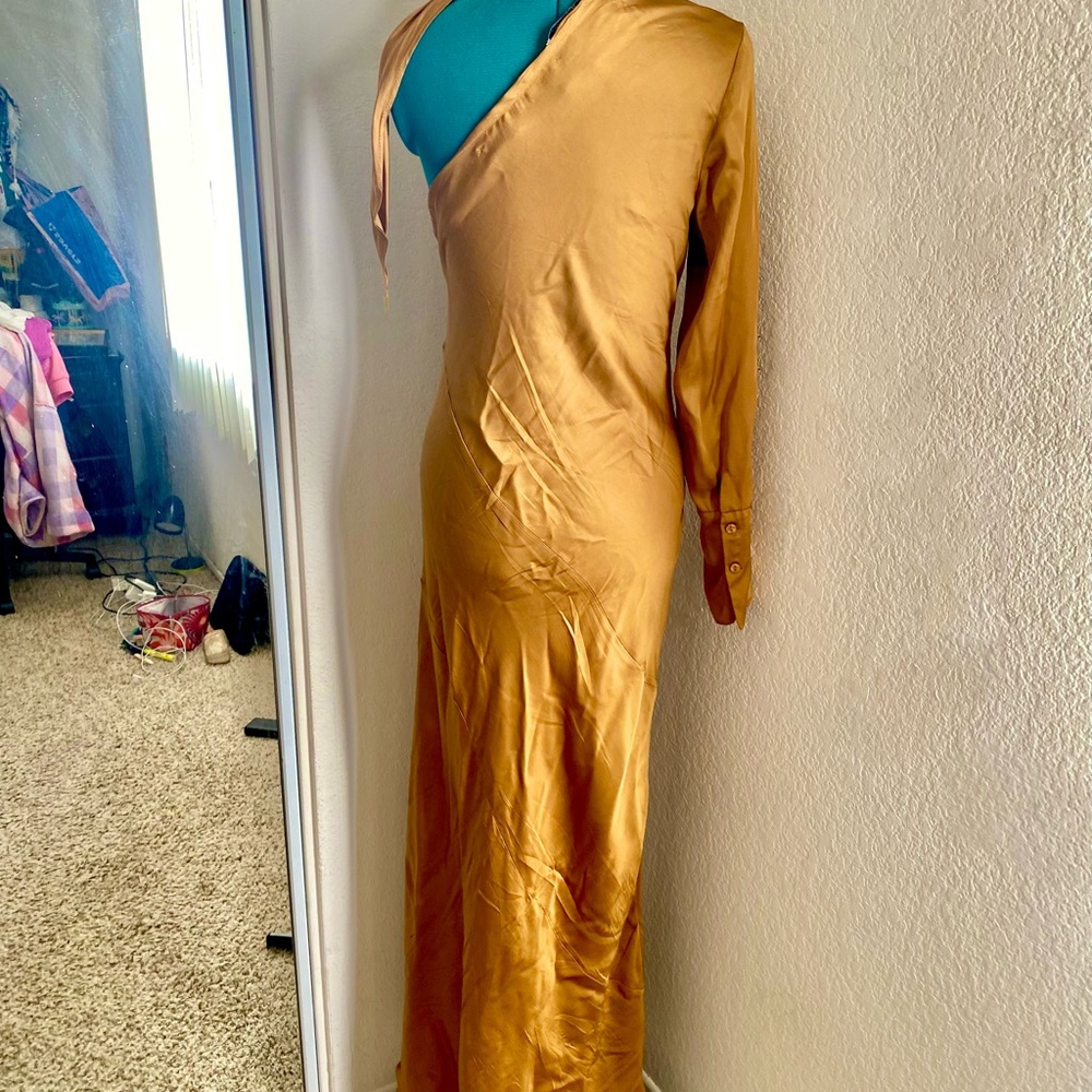 Young Fabulous and Broke Copper Silk Dress L - Picture 3 of 7